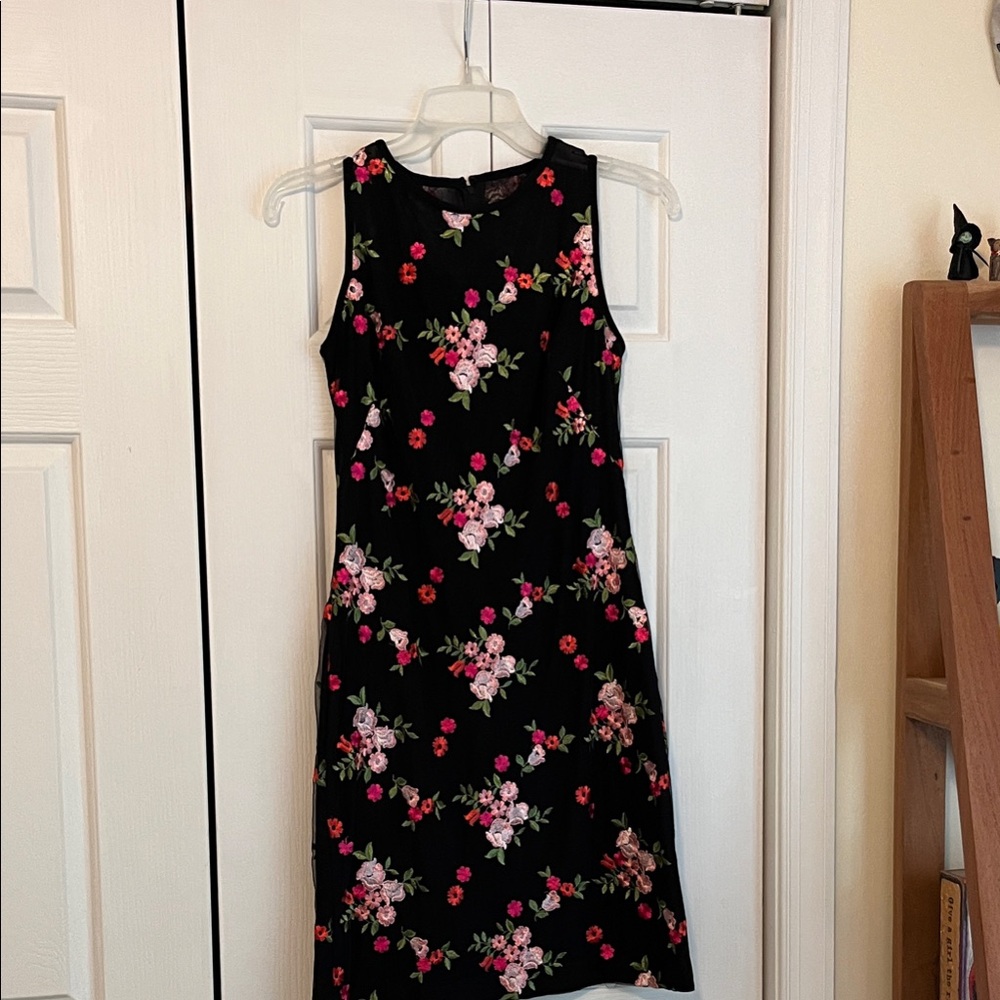 Ralph Lauren Black Dress with Pink Floral Design